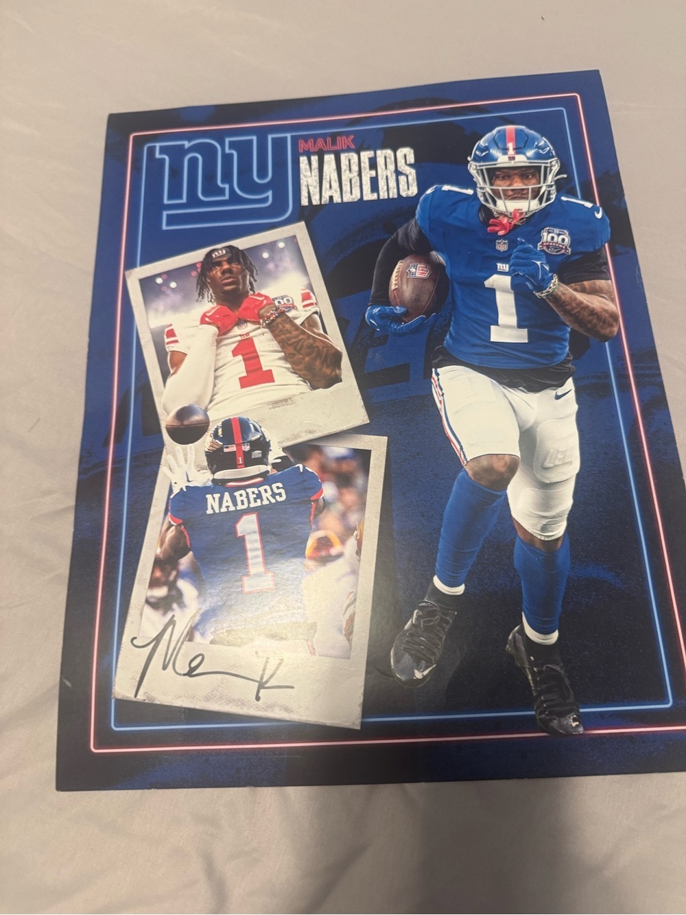 RARE Malik Nabers NY Giants Signed Print Photo - 8x10 Autographed #1 WR - Picture 2 of 6
